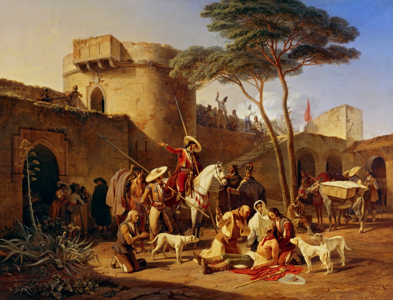 Spaanse guerrillas in een fort door Carl Wilhelm Freiherr von Heideck