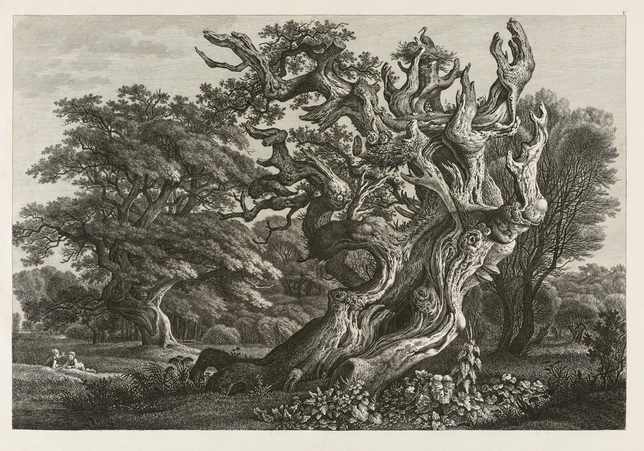 Fantastische Grote Eik met een Ooievaarsnest door Carl Wilhelm Kolbe