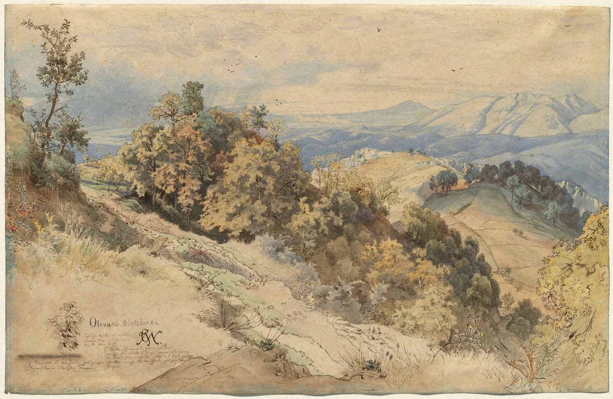 Zon en Regen in de Serpentara bij Olevano door Carl Wilhelm Müller
