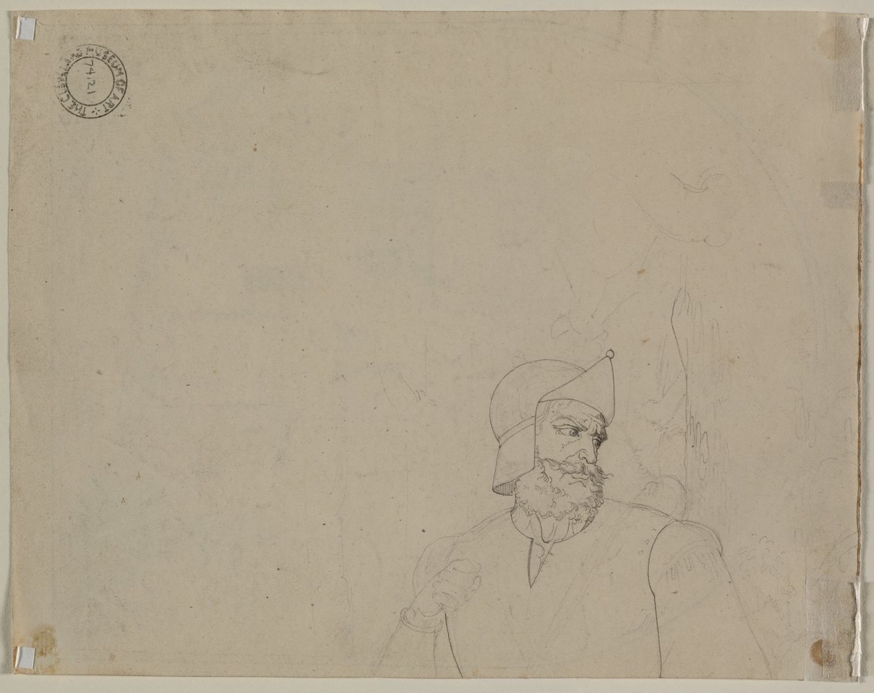 Soldaat in een landschap, tweede kwart 19e eeuw door Carl Wilhelm Tischbein