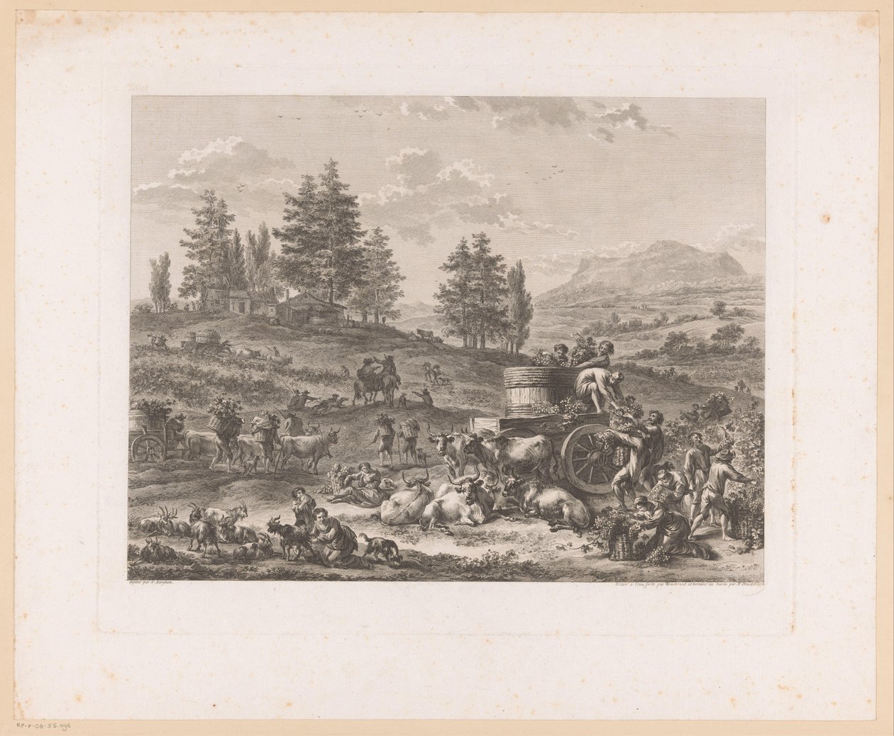 Wijnoogst in een landschap door Carl Wilhelm Weisbrod