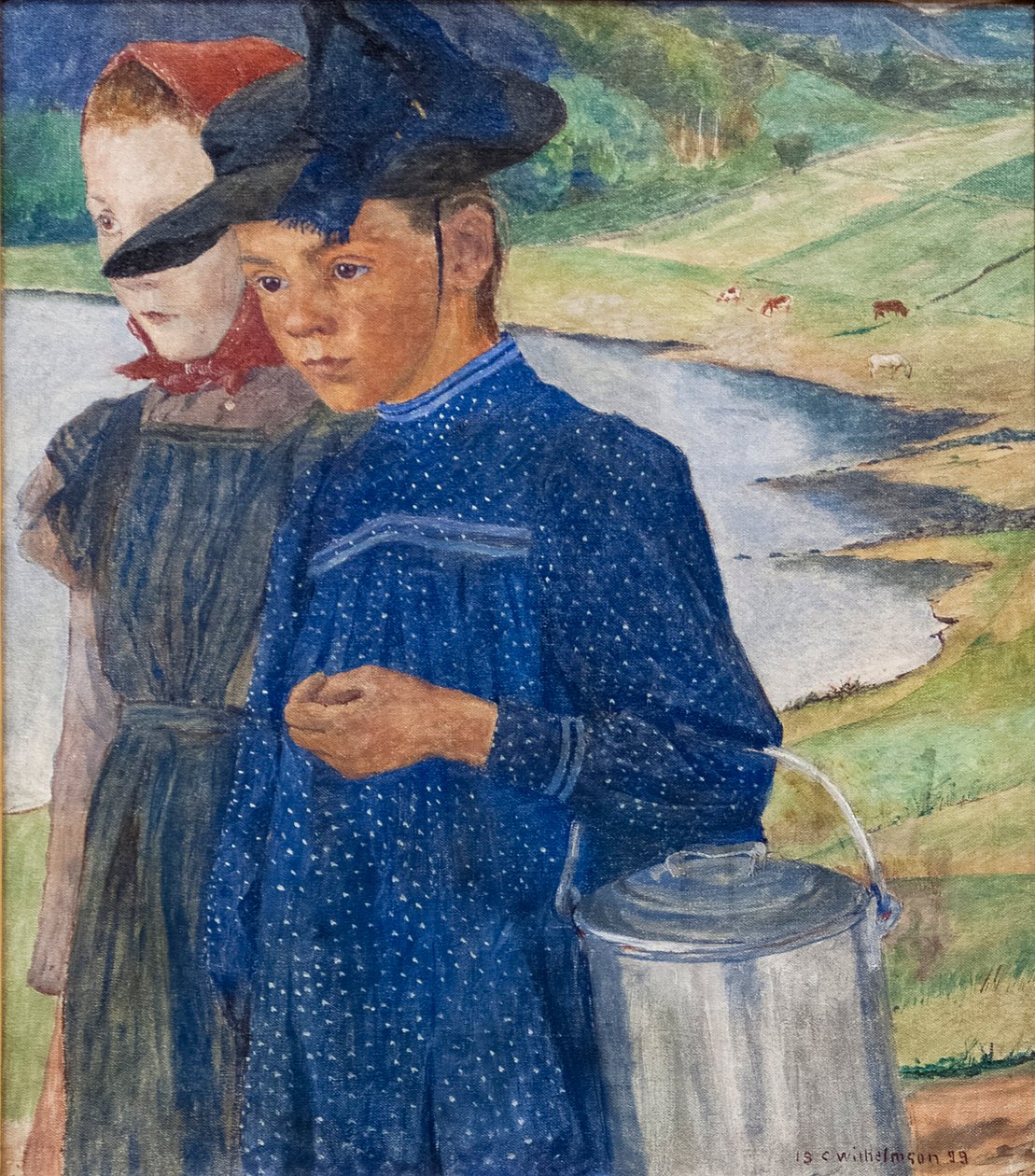 Twee meisjes op de weg door Carl Wilhelm Wilhelmson