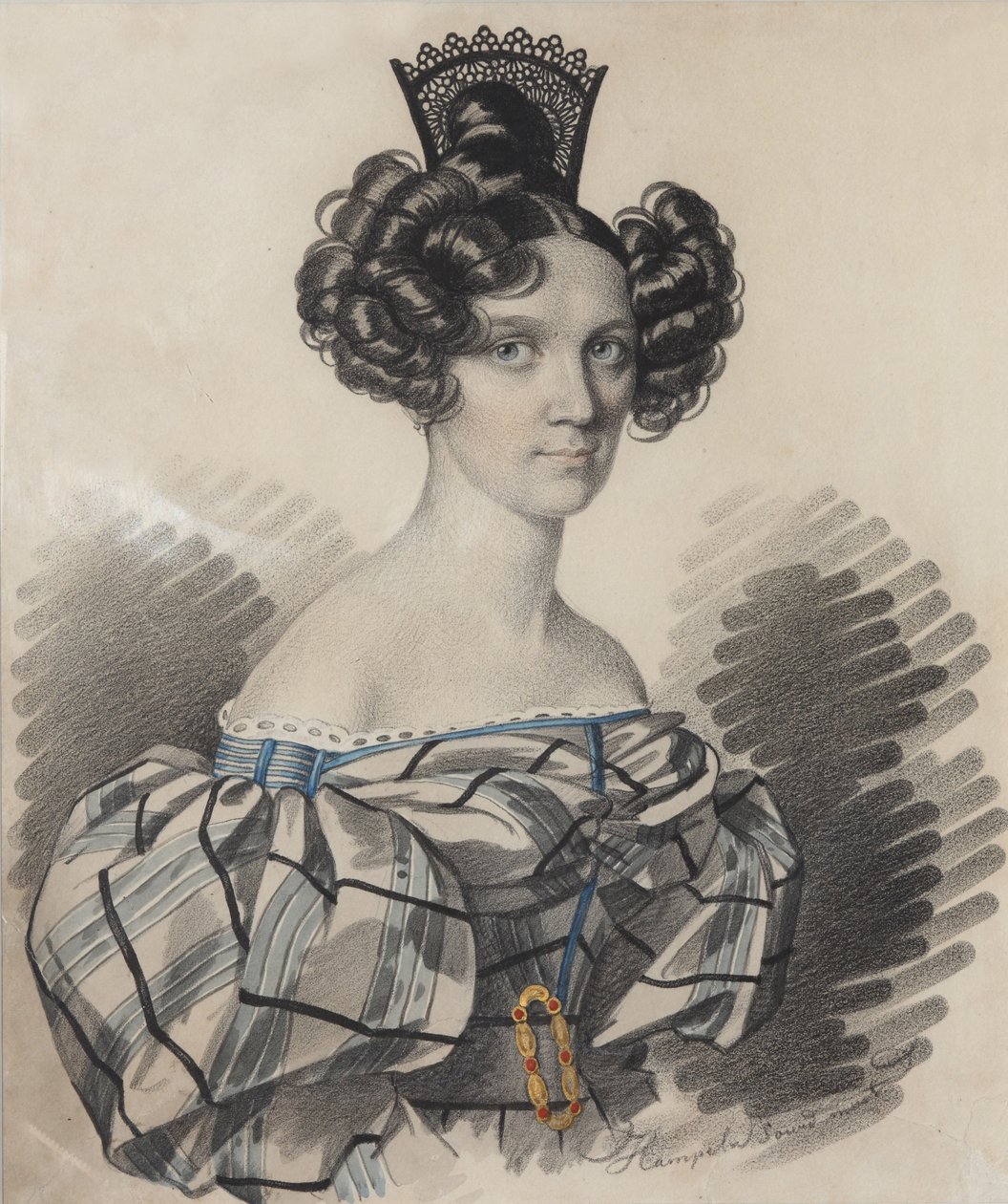 Portret van Olga Nikolaevna Talyzina, geboren Zubova 1803-1882, begin jaren 1830 door Carl von Hampeln