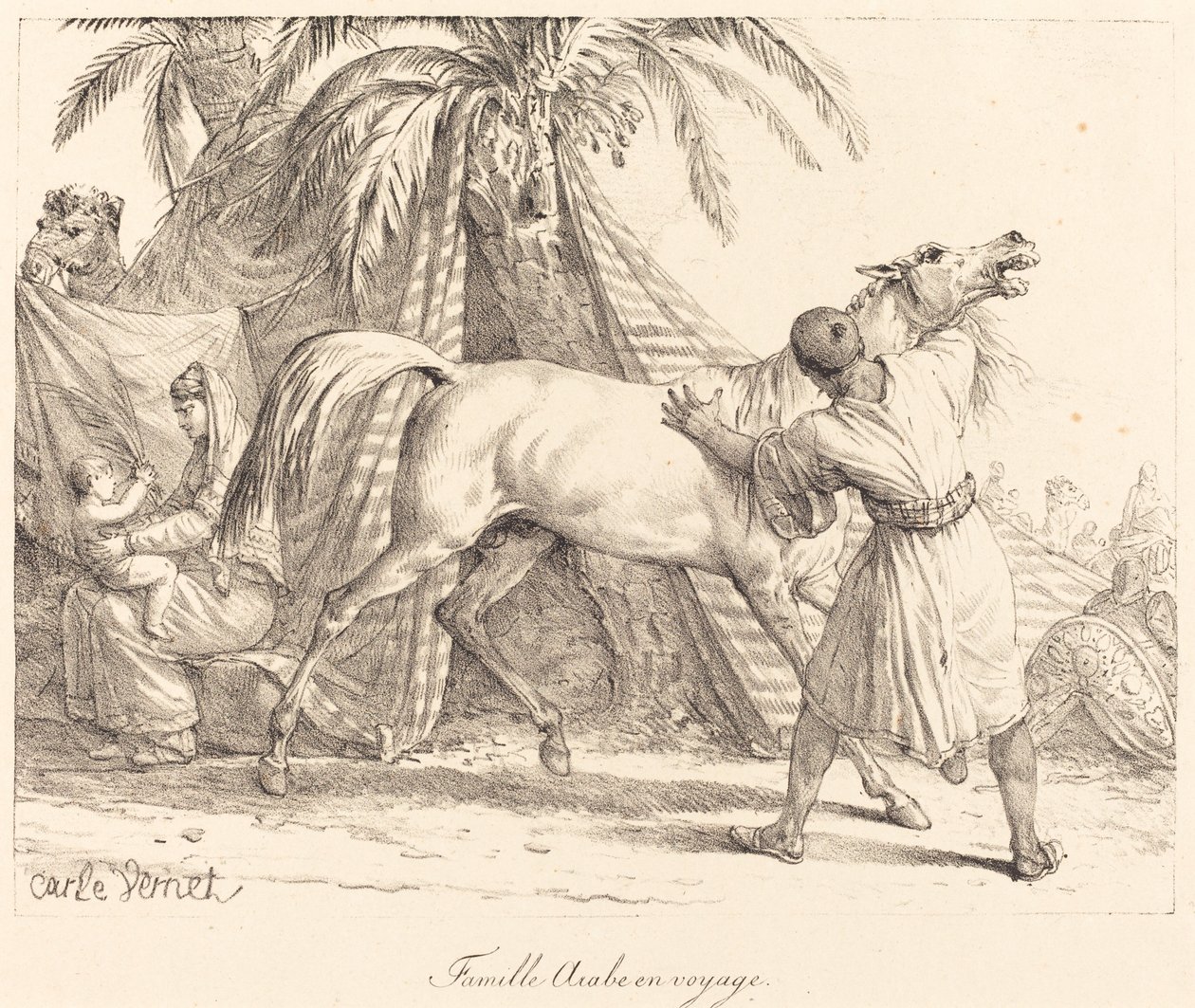 Arabische familie op reis door Carle Vernet