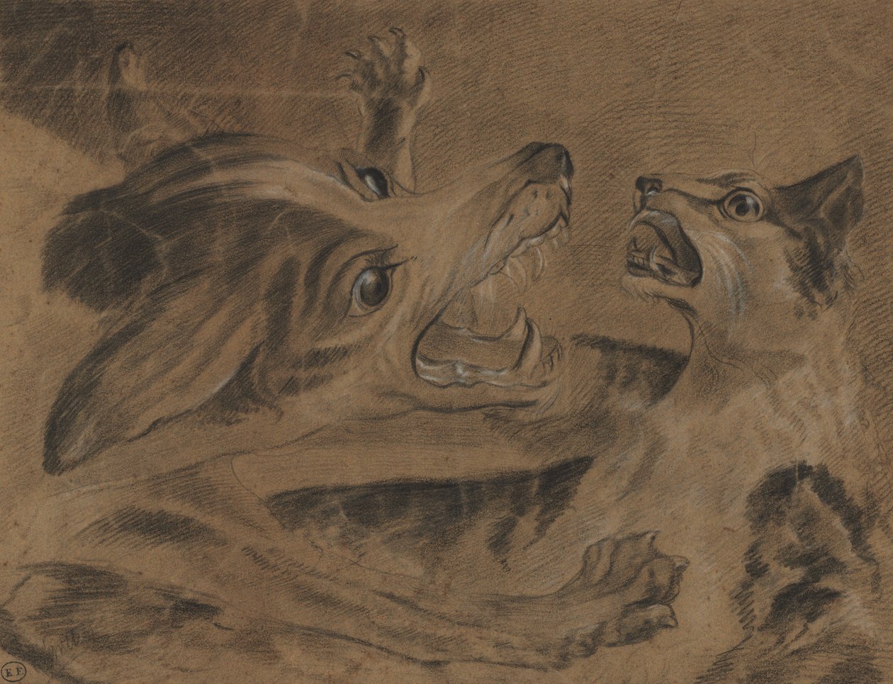 Vechtende dieren door Carle Vernet