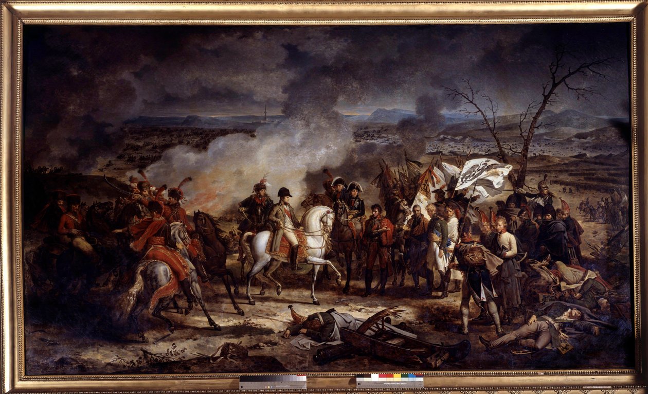 Napoleontische oorlog: Keizer Napoleon I (1769-1821) tijdens de Slag bij Austerlitz op 2/12/1805. Schilderij door Antoine Vernet (1758-1836) 1805 Boissy Saint Leger. Chateau De Grosbois door Carle Vernet