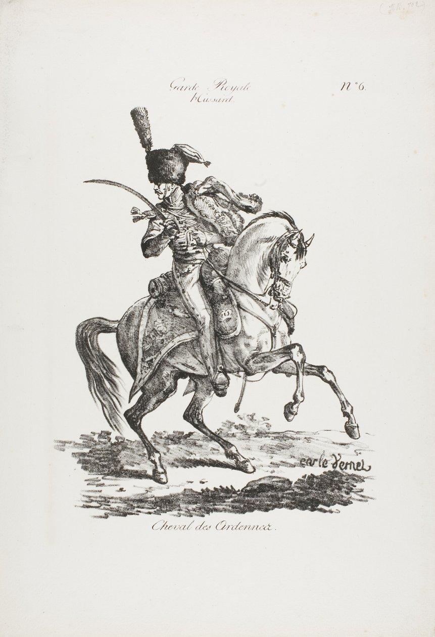 Koninklijke Wacht, Bereden Huzaren en Paard Nr. 6 door Carle Vernet