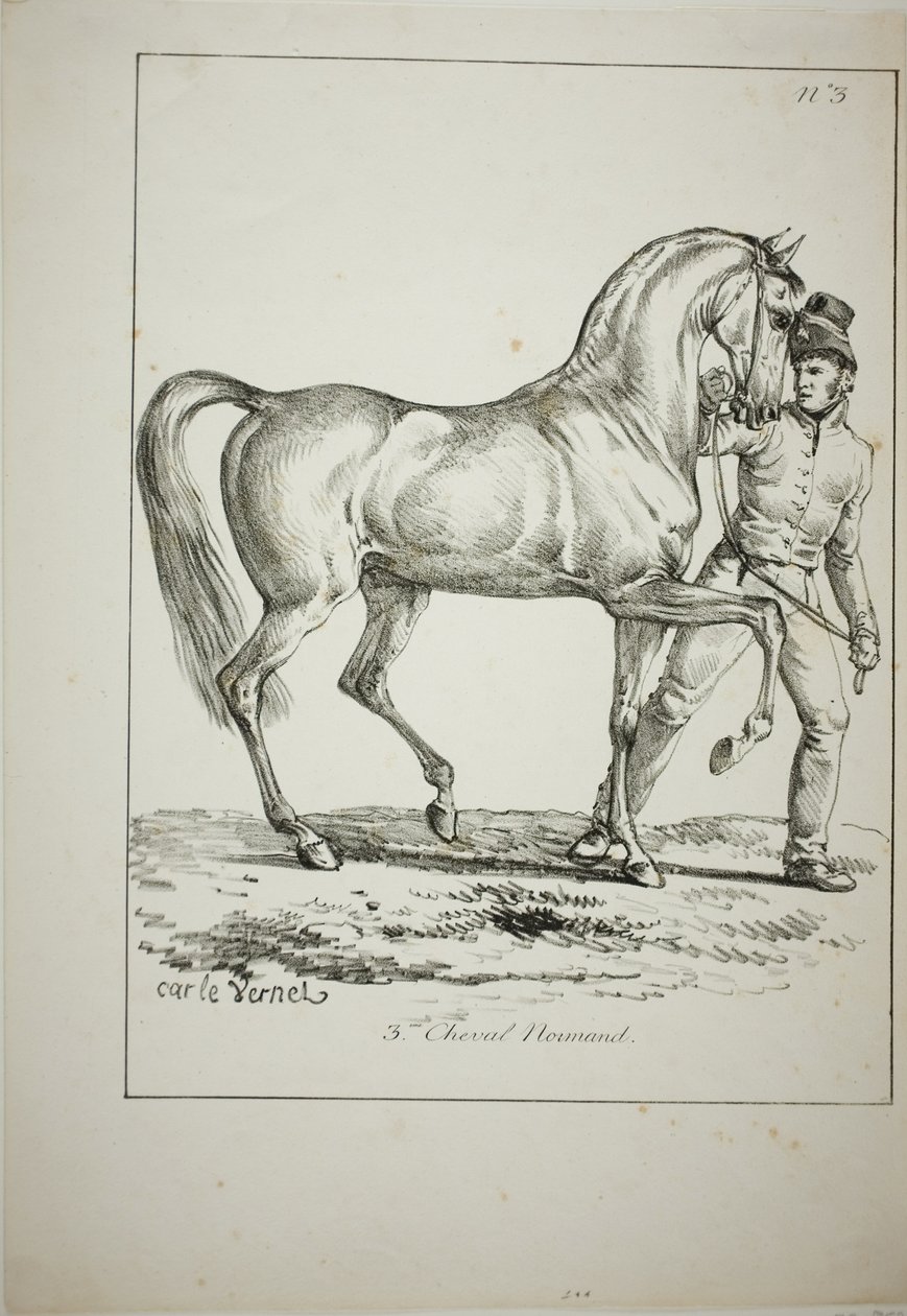 Koninklijke Garde, Normandische Ridder, niet in Vol Ornaat, en Paard, Nr. 3 door Carle Vernet