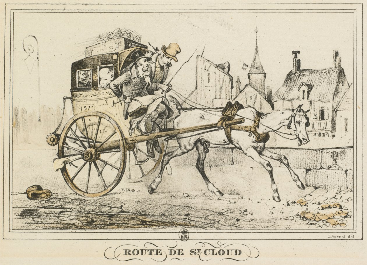 Scènes uit het Dagelijks Leven, Wegen en Paden: Weg naar Saint-Cloud door Carle Vernet