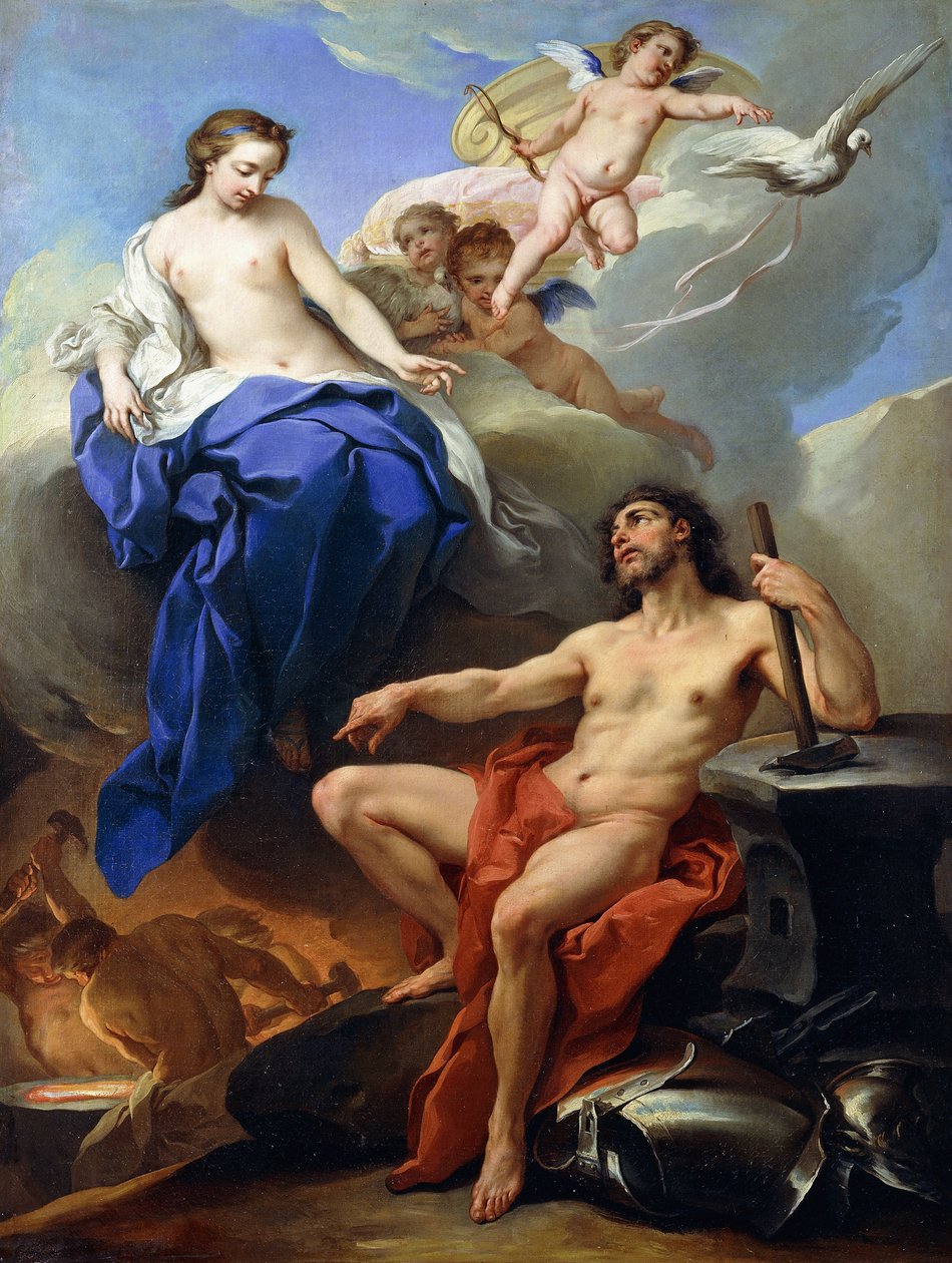 Venus vraagt Vulcanus om wapens te maken voor Aeneas door Carle van Loo