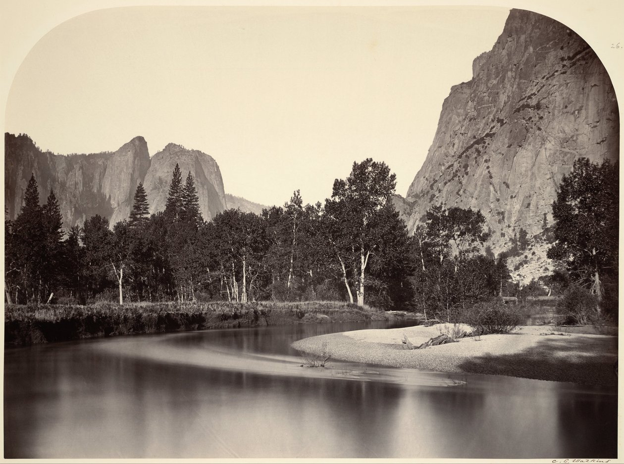 Uitzicht vanaf Camp Grove, Yosemite door Carleton E. Watkins