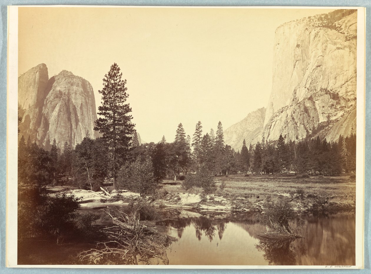 Door de Vallei, El Capitan en Kathedraalrotsen door Carleton E. Watkins