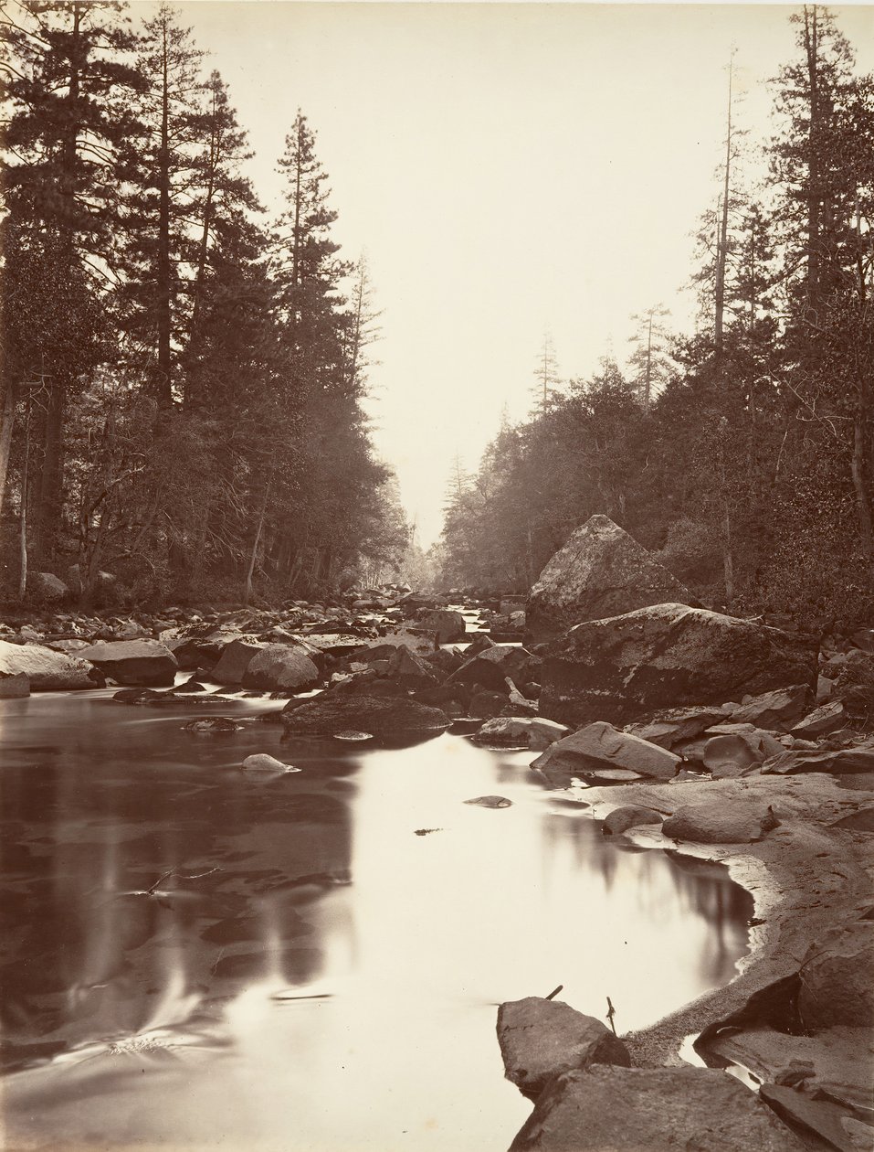 Merced River, Yosemite, ca. 1872, gedrukt ca. 1876 door Carleton E. Watkins.