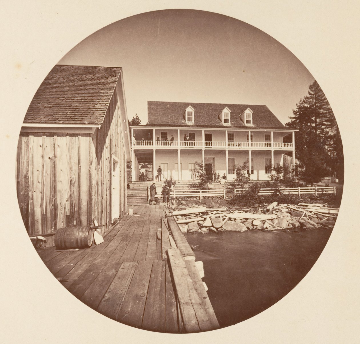 Warm Springs Hotel Lake Tahoe, ca. 1878 door Carleton Emmons Watkins