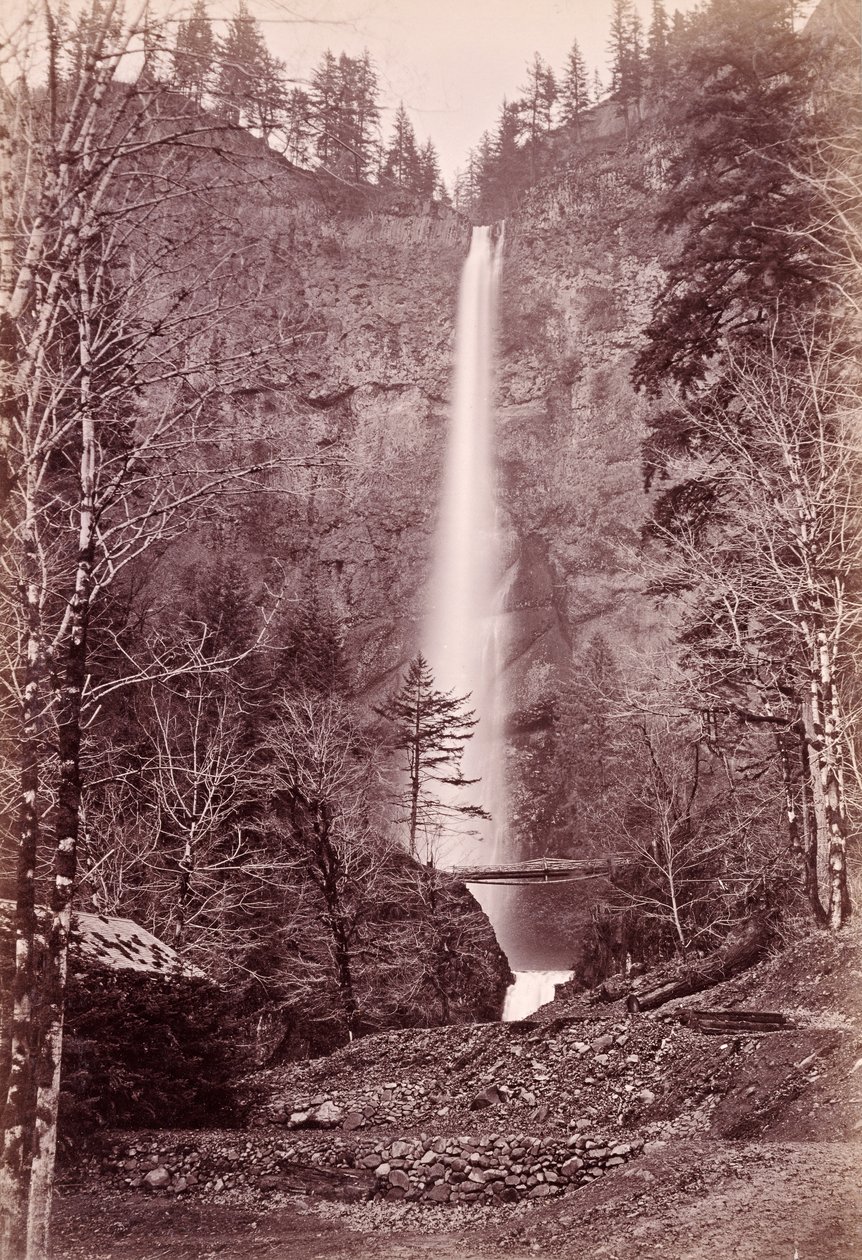 Multnomahwatervallen, 700 voet, Oregon door Carleton Watkins