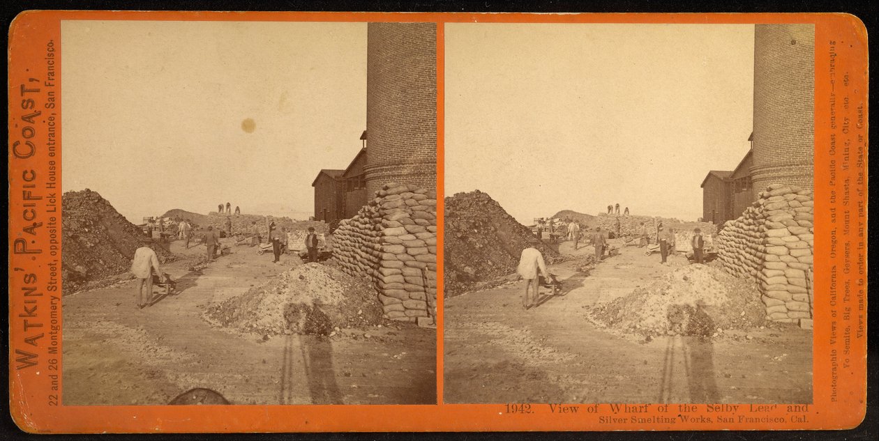 Uitzicht op de Kade van de Selby Lood- en Zilver Smelterij, San Francisco, Cal door Carleton Watkins
