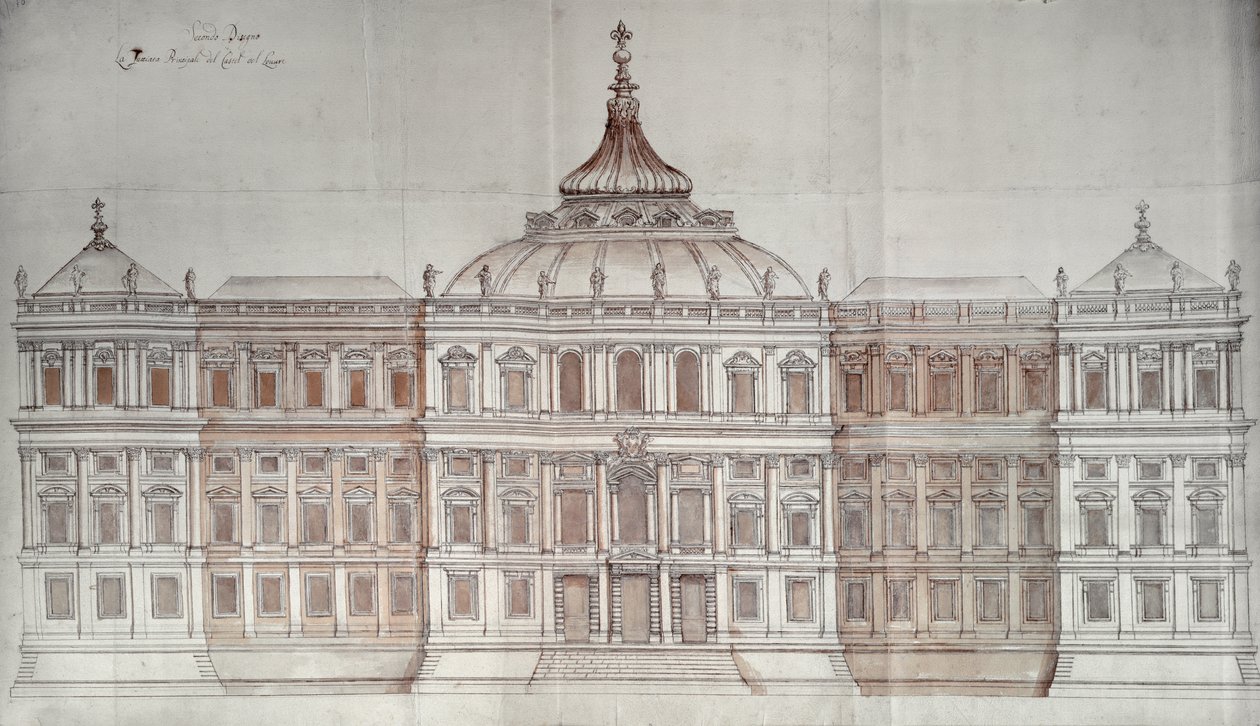 Tweede ontwerp voor de hoofdgevel van het Louvre door Carlo Rainaldi