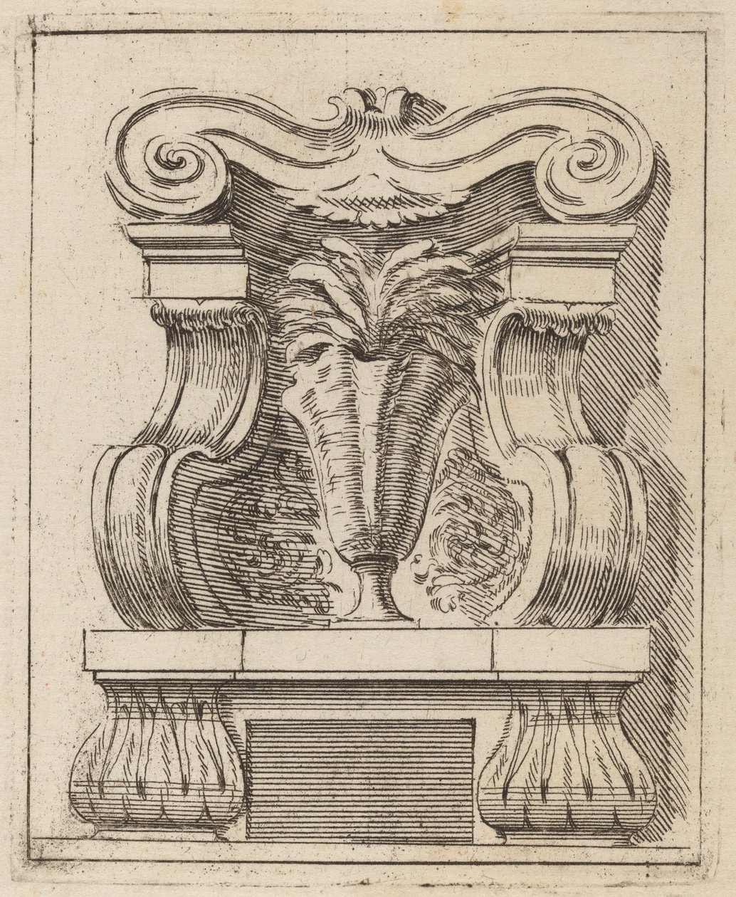 Architectonisch motief met een vaas door Carlo Antonio Buffagnotti