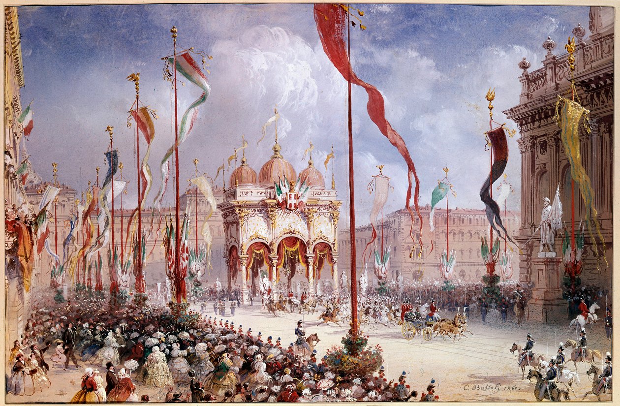 Victor-Emmanuel II bij de opening van het Italiaanse Parlement op 02/04/1860 door Carlo Bossoli