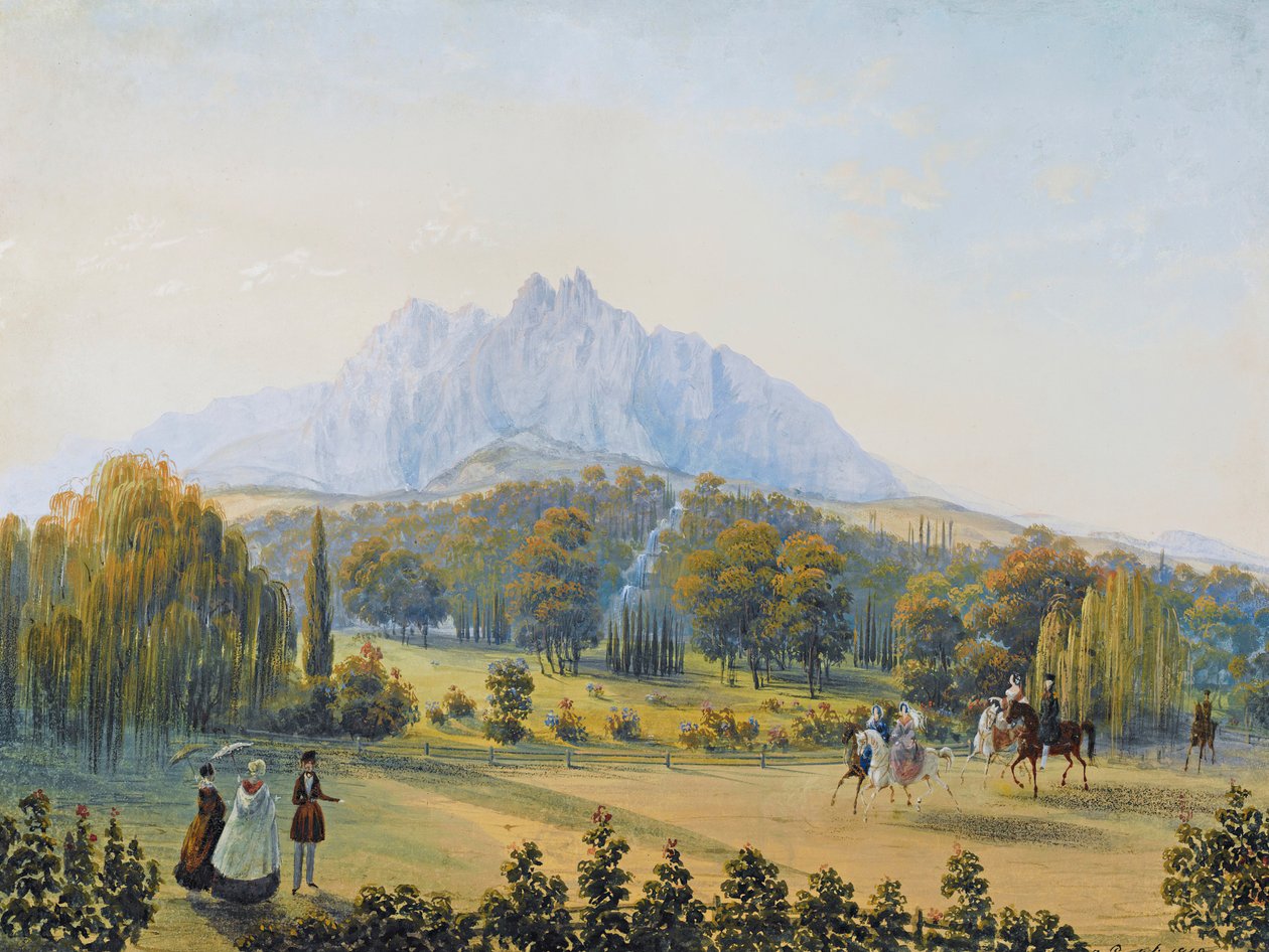 Uitzicht op Miskhor op de Krim, 1841-1842 door Carlo Bossoli