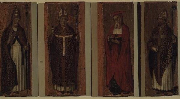 St. Gregorius, St. Ambrosius, St. Augustinus, St. Hiëronymus door Carlo Braccesco