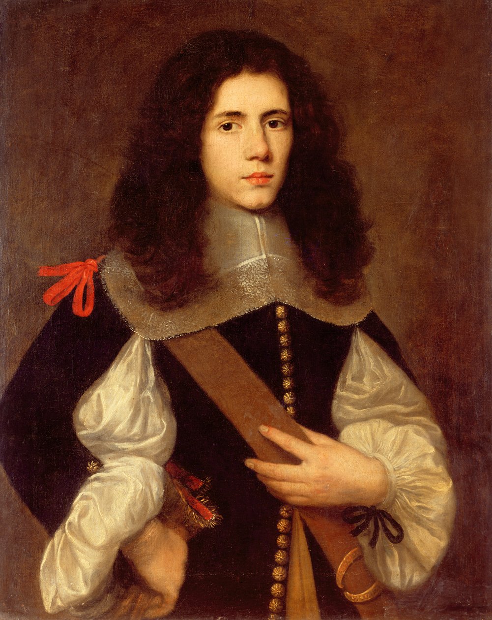 Portret van een jonge heer in een zwart gesneden wambuis door Carlo Ceresa