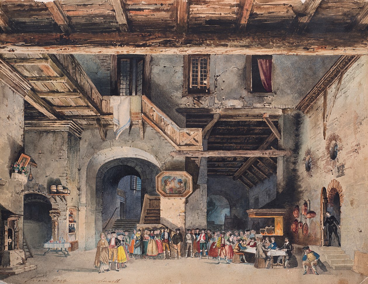 Decorontwerp voor de opera La forza del destino van Giuseppe Verdi door Carlo Ferrario