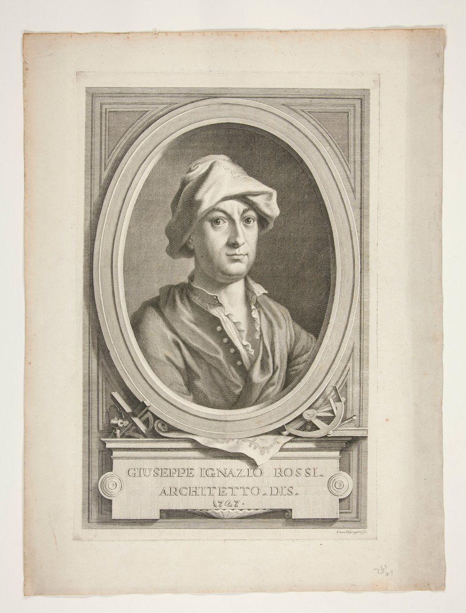 Portret van Giuseppe Ignazio Rossi door Carlo Gregori