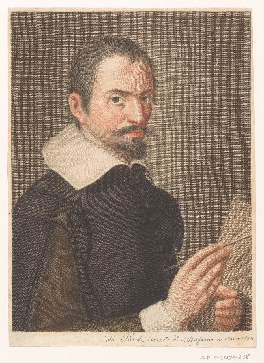 Portret van kunstenaar Francesco Bassano II door Carlo Gregori