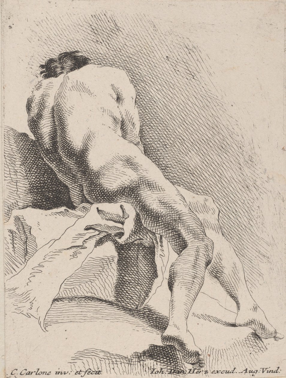 Academische studie, gezien van achteren, 1725-75 door Carlo Innocenzo Carloni