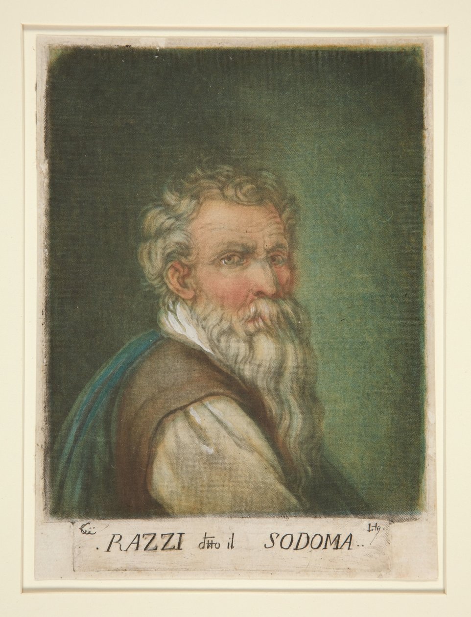 Portret van G. A. Bazzi, genaamd Il Sodoma door Carlo Lasinio