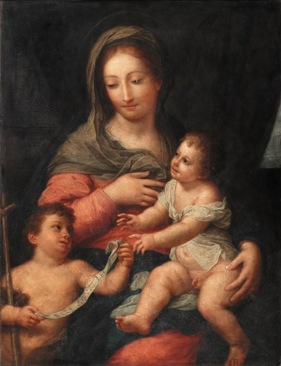 Madonna met kind en de jonge Johannes de Doper door Carlo Maratta