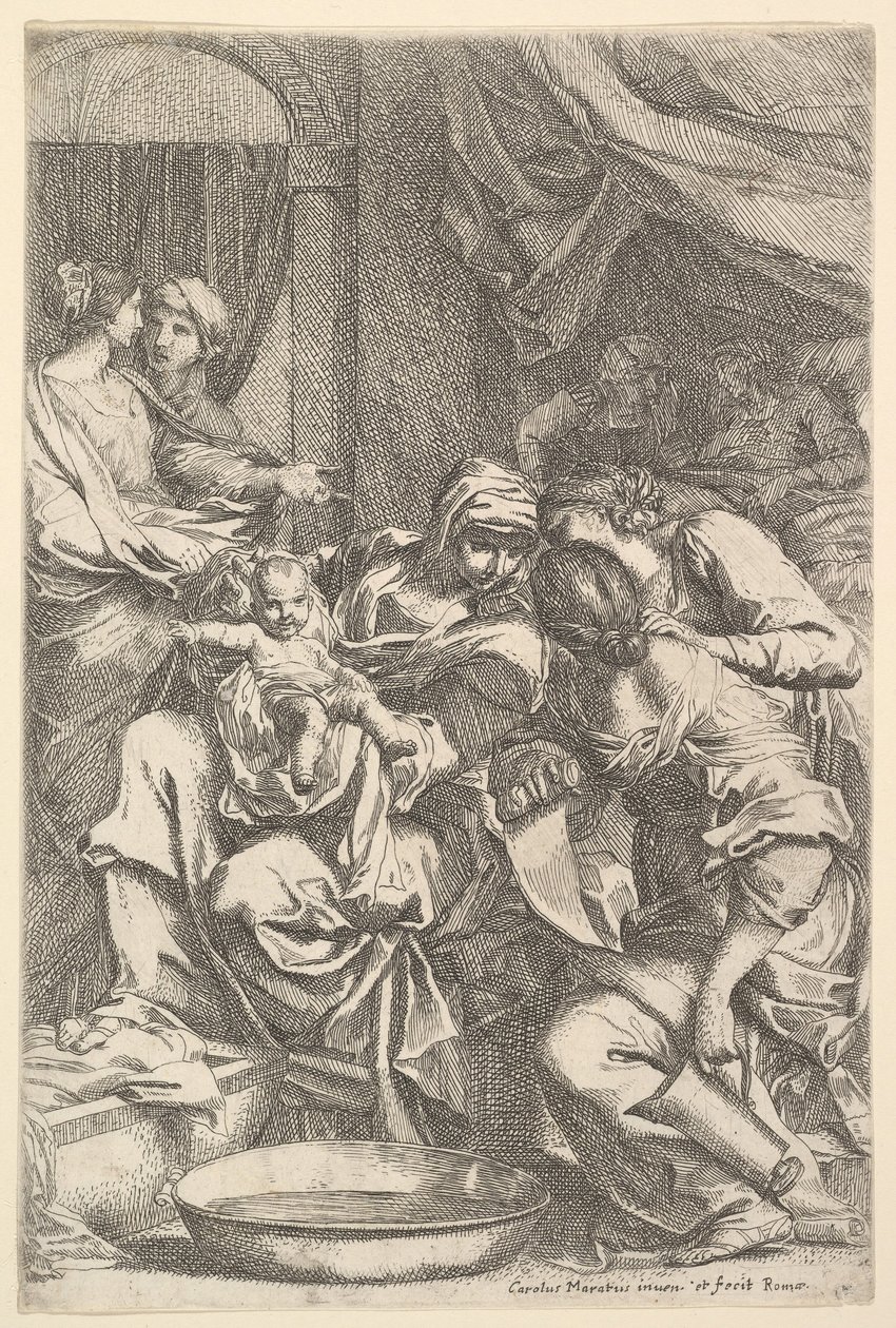 De geboorte van de Maagd door Carlo Maratta or Maratti