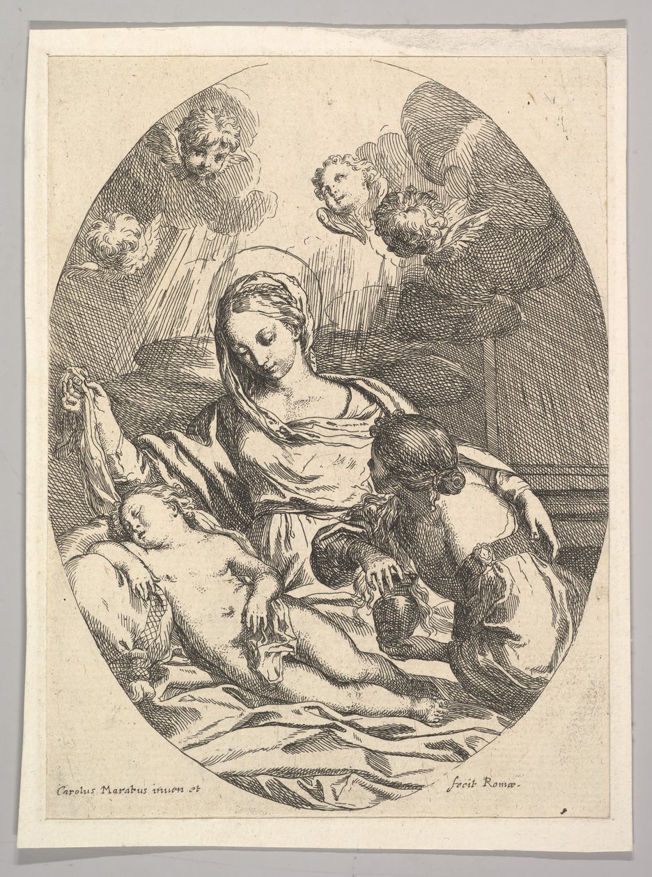 Maagd en Kind met Sint Maria Magdalena door Carlo Maratta or Maratti