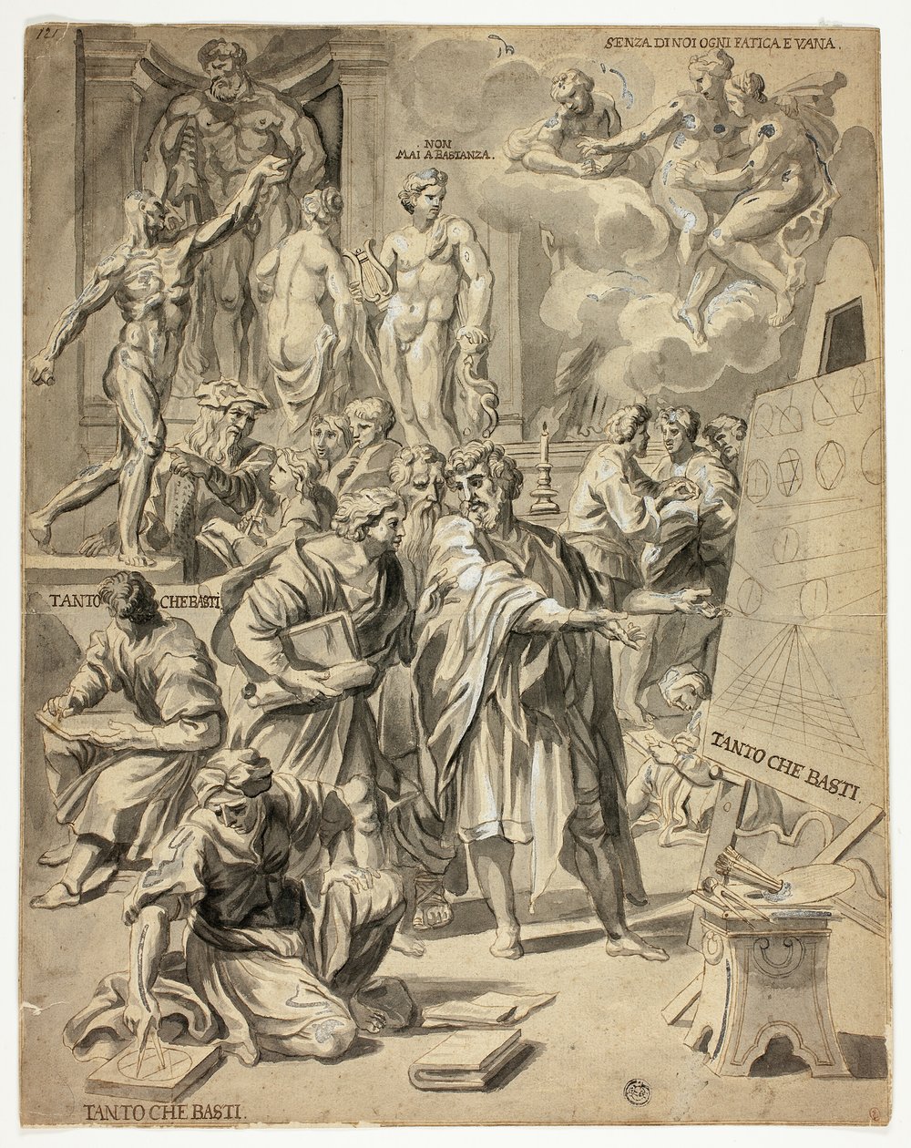 Allegorische scène in het atelier van de kunstenaar door Carlo Maratti