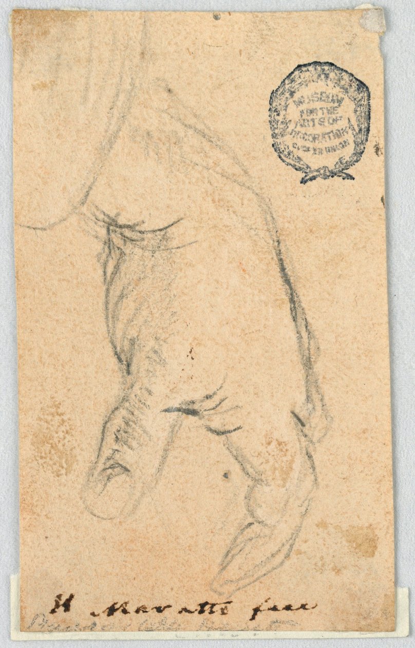 Tekening: Een hangende linkerhand door Carlo Maratti