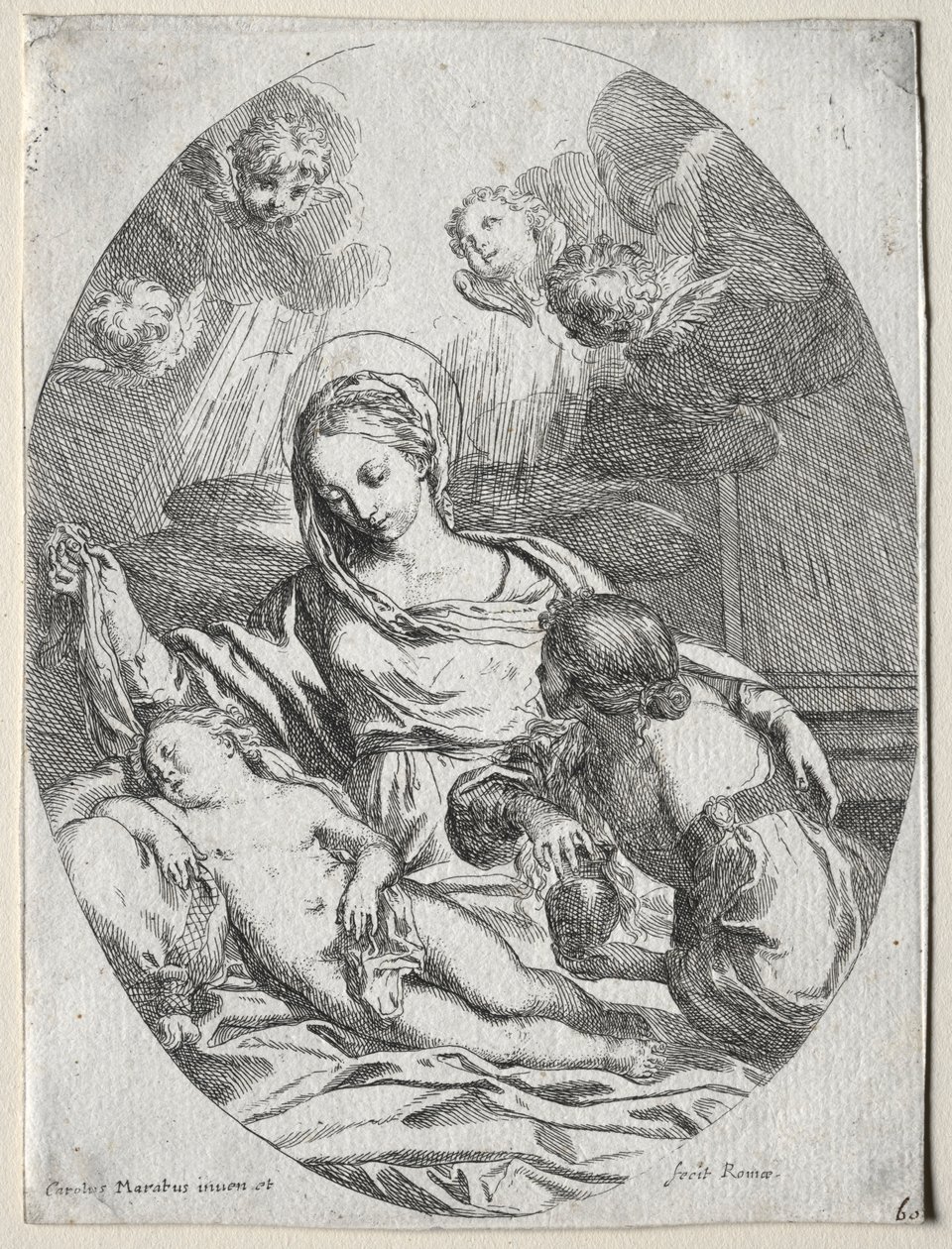 Madonna en Kind met de Magdalena door Carlo Maratta or Maratti