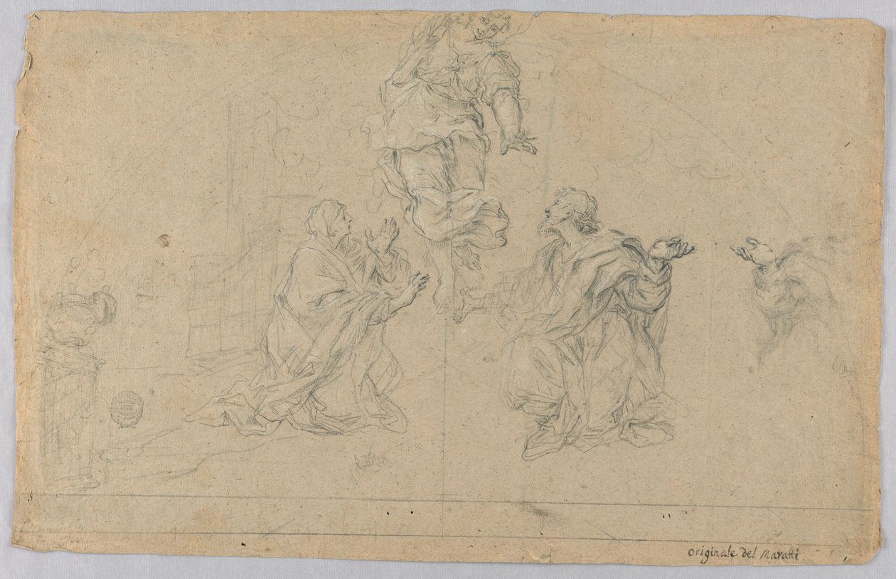 Studie van Drie Figuren door Carlo Maratti