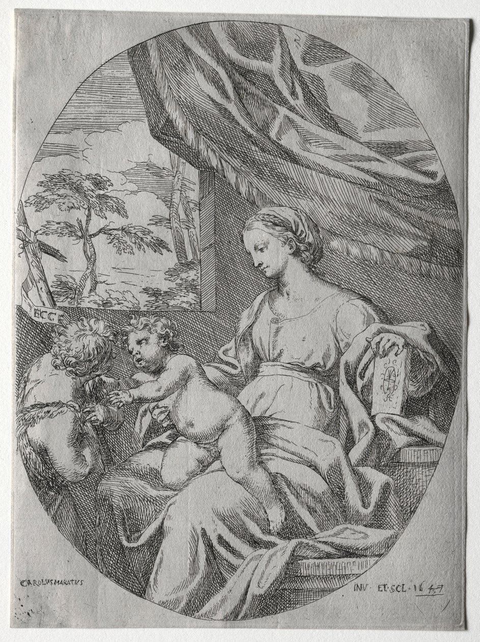 Maagd en Kind met de jonge St. Jan door Carlo Maratta or Maratti