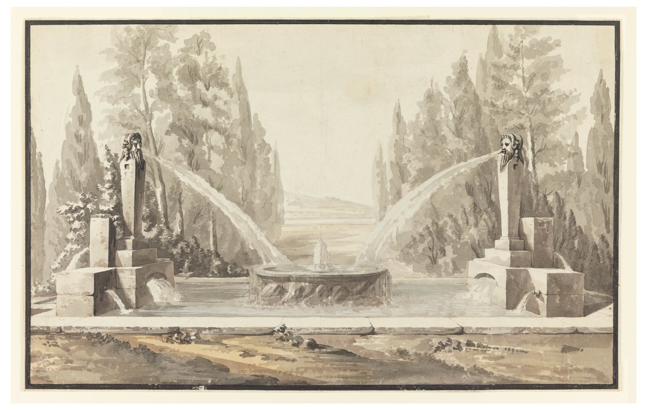 Ontwerp voor een fontein in een park door Carlo Marchionni