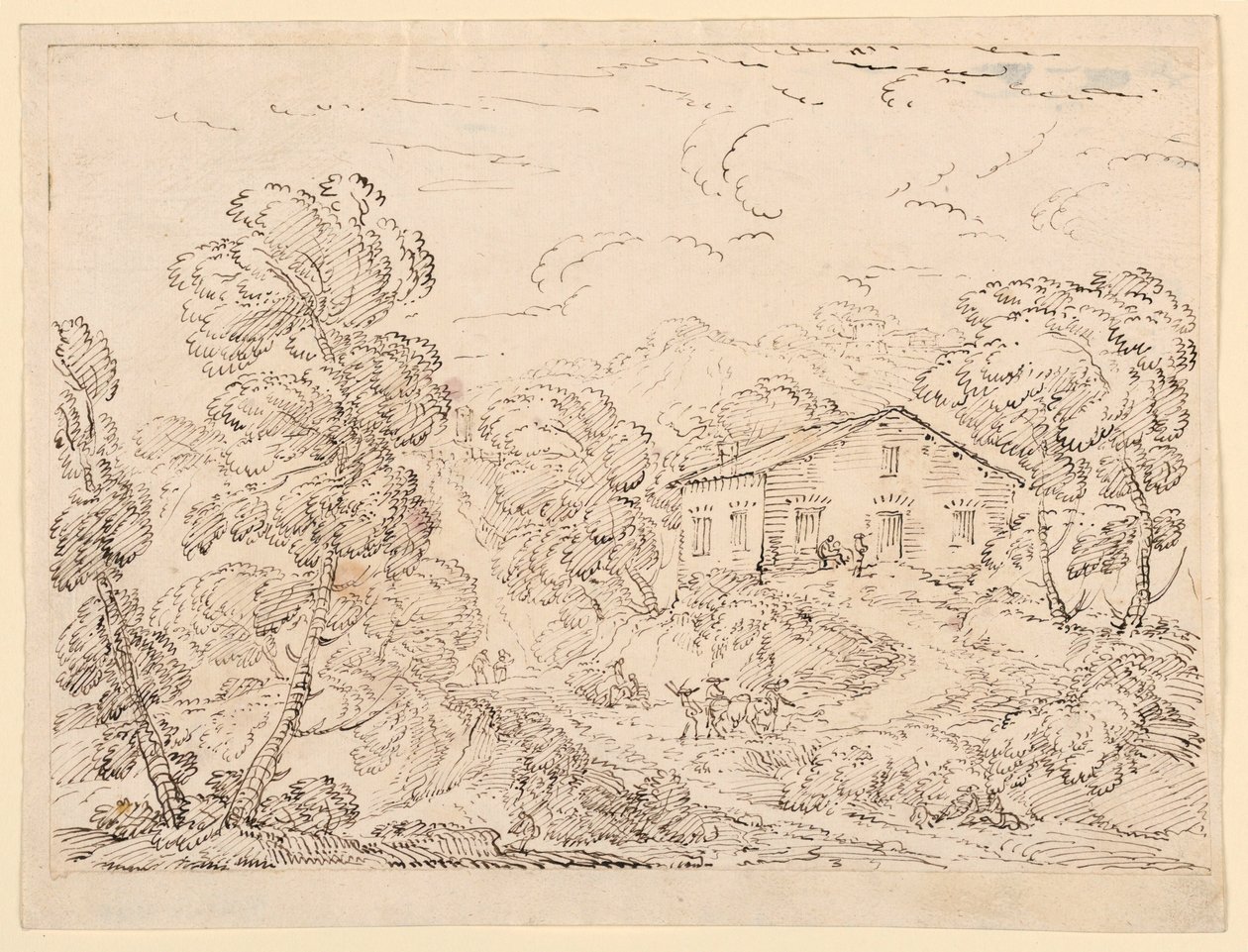 Tekening, Een trattoria in het bos, 1760-1770 door Carlo Marchionni