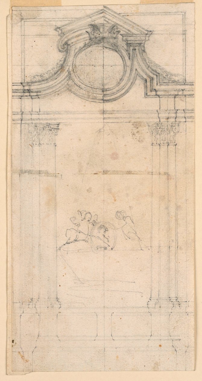 Tekening, Ontwerp van een Grafmonument voor een Klooster, ca. 1745 door Carlo Marchionni