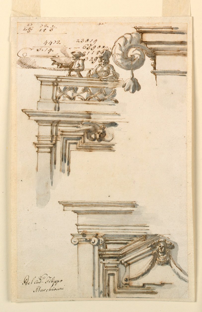 Tekening, twee deurkasten, 1750-75 door Carlo Marchionni