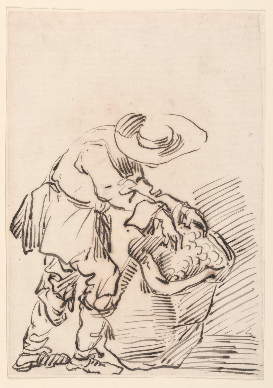 Tekening, Werkende boer, 1728-78 door Carlo Marchionni