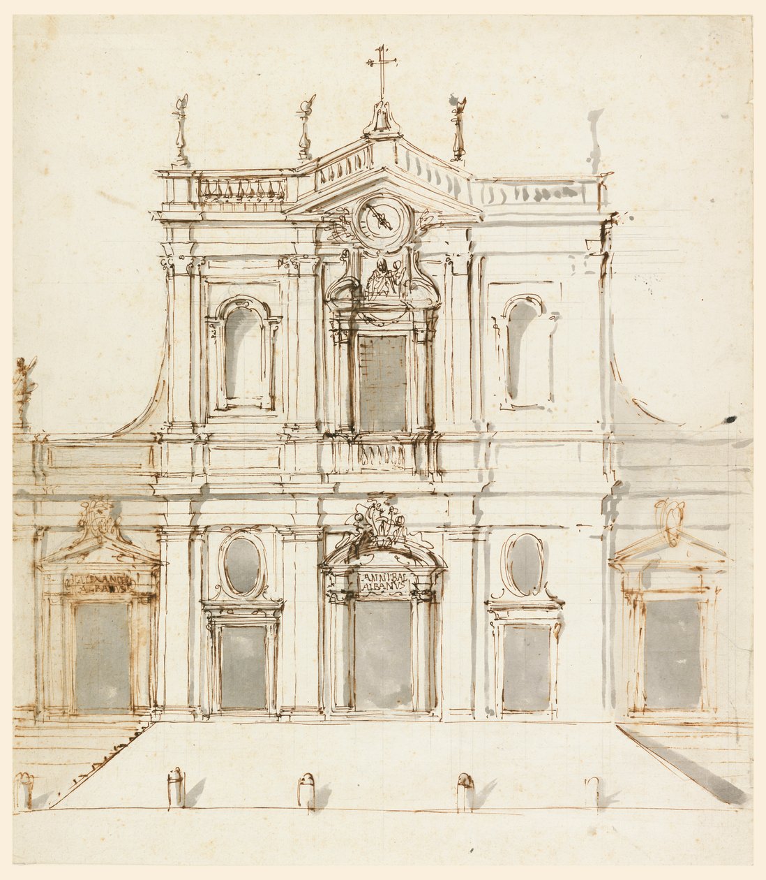 Gevel met de Albani-wapens door Carlo Marchionni