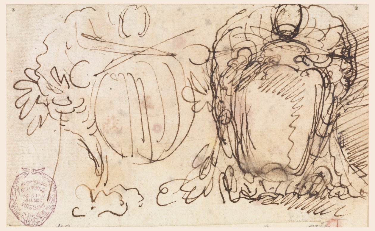 Twee wapenschilden voor het wapen van paus Benedictus XIV door Carlo Marchionni