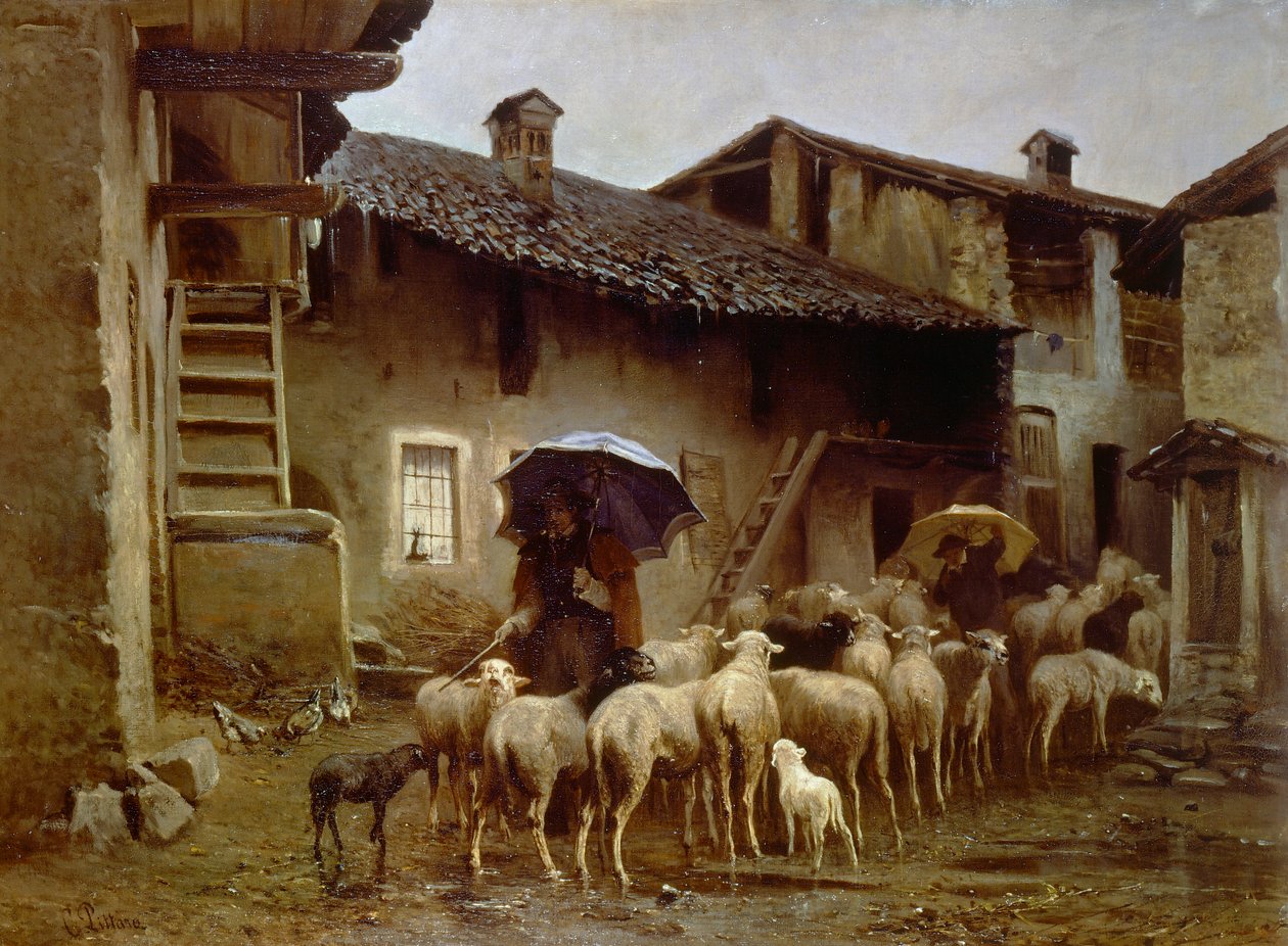 Terug naar de stal, door Carlo Pittara (1836-1890) door Carlo Pittara