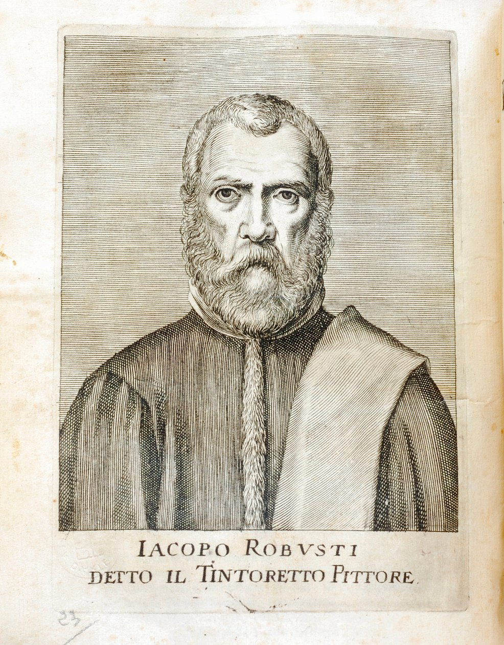 Portret van Jacopo Robusti, bekend als Tintoretto (1518-1594) Italiaanse schilder Gravure uit 