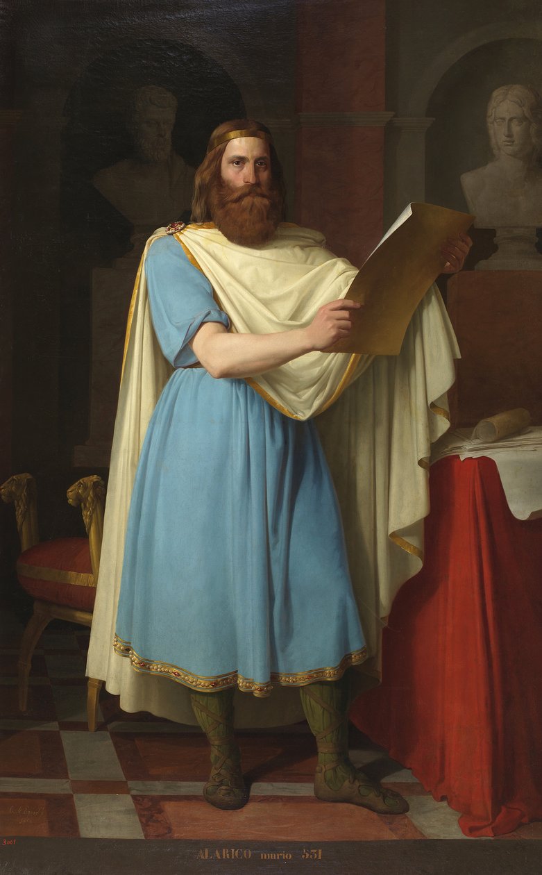 Portret van de Visigotische koning Alarik II door Carlos Maria Esquivel