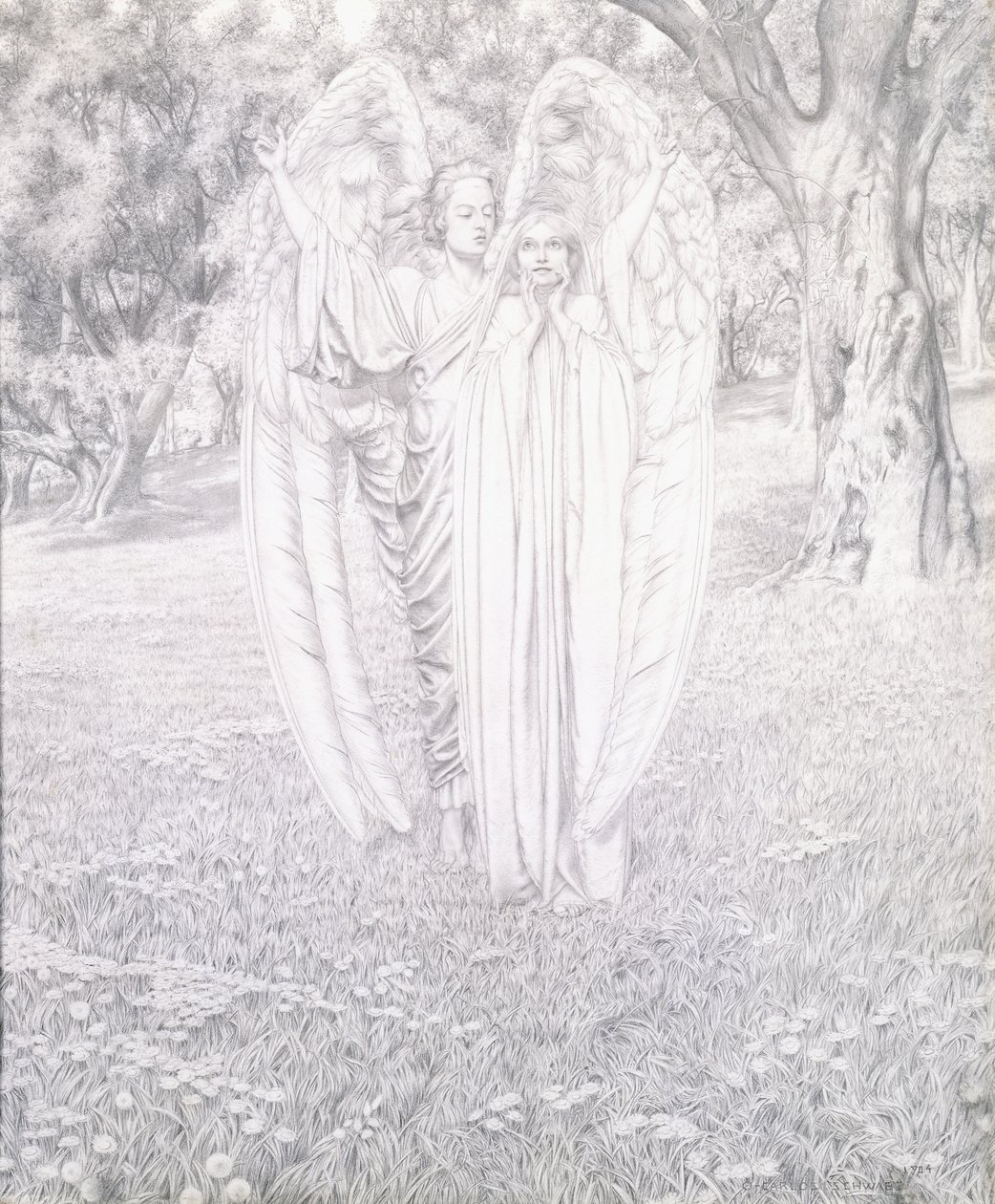 Twee engelen, 1904 door Carlos Schwabe